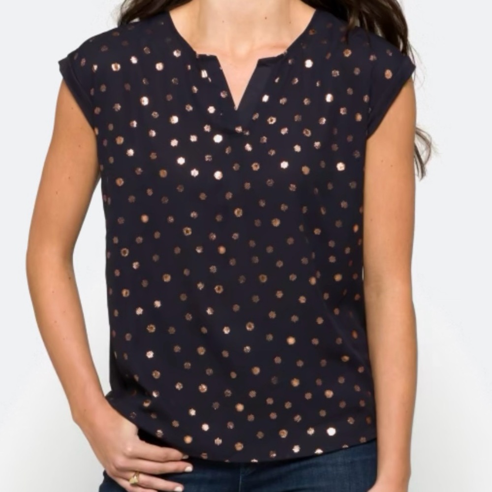 Papermoon Blue and Gold Foil Polka Dot Blouse